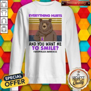 Alternative view of Bear Everything Hurts And You Want Me To Smile Fibromyalgia Awareness Vintage Retro Shirt