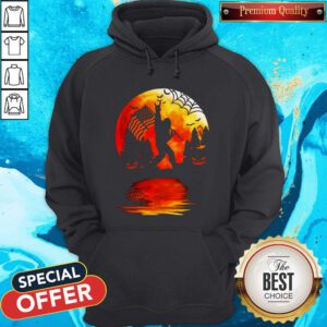 Alternative view of Bigfoot Holding American Flag Moon Halloween Shirt