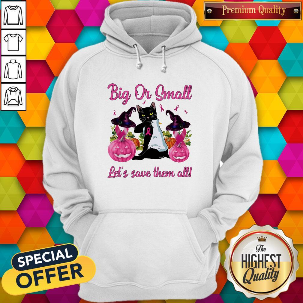 Black Cat Tattoo Breast Cancer Awareness Witch Big Or Small Lets Save Them All Halloween Shirt - Image 4