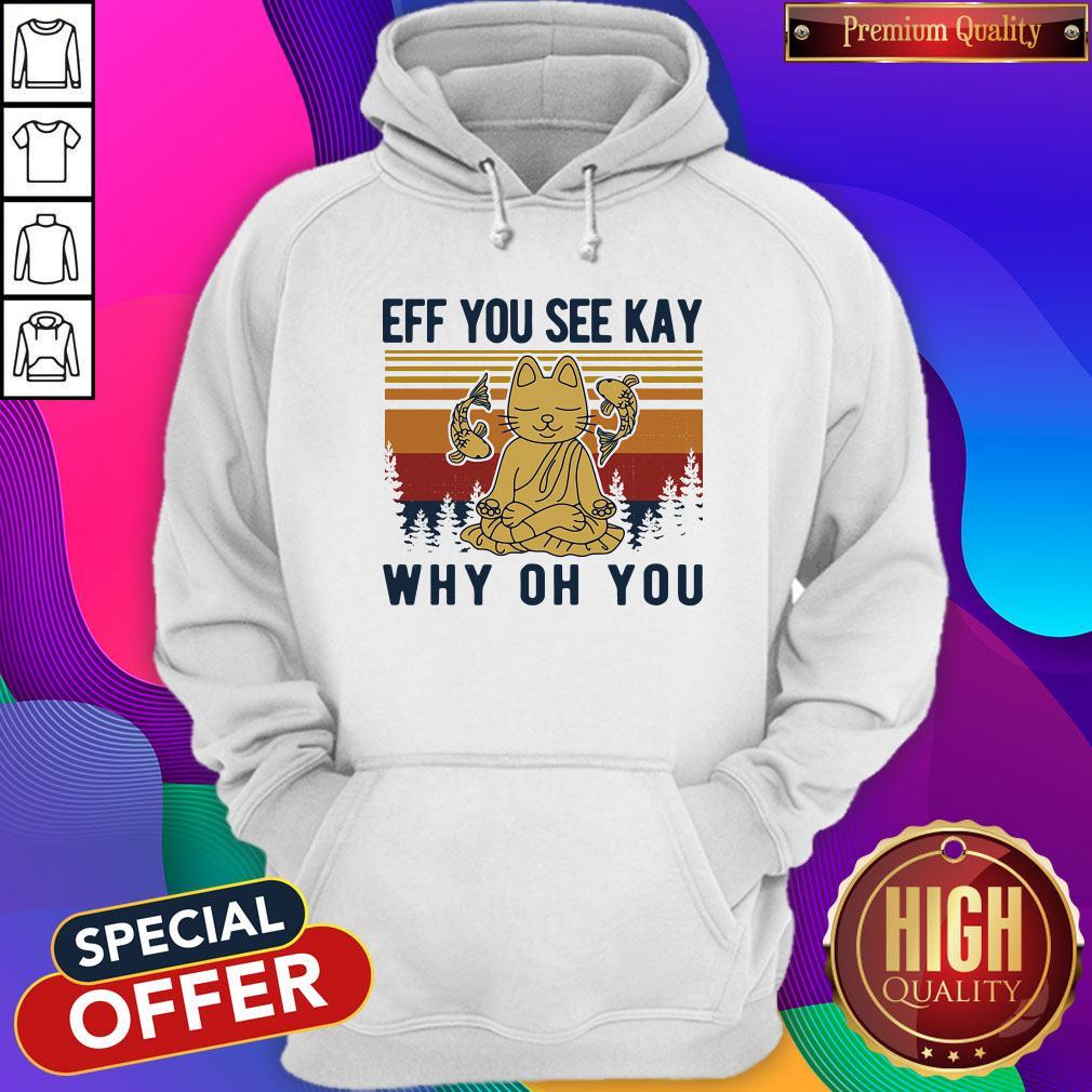 Buddhist Cat Ad Fish Eff You See Kay Why Oh You Vintage Retro Shirt - Image 5