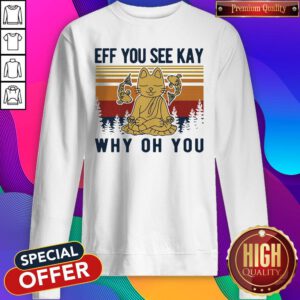 Alternative view of Buddhist Cat Ad Fish Eff You See Kay Why Oh You Vintage Retro Shirt