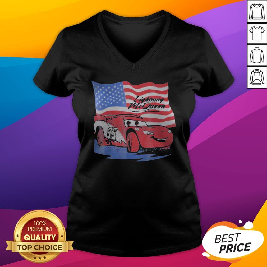 Car Lightning McQueen American Flag Shirt - Image 3