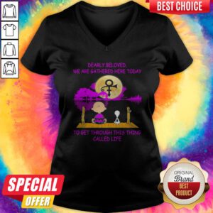 Alternative view of Charlie Brown And Snoopy Dearly Beloved We Are Gathered Here Today To Get Through This Thing Called Life Water Moon Shirt