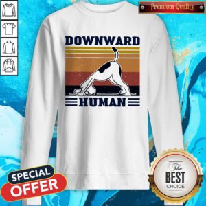 Alternative view of Funny Dog Downward Human Vintage Retro Shirt