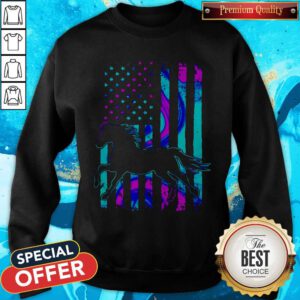 Alternative view of Funny Horse American Flag Independence Day Shirt