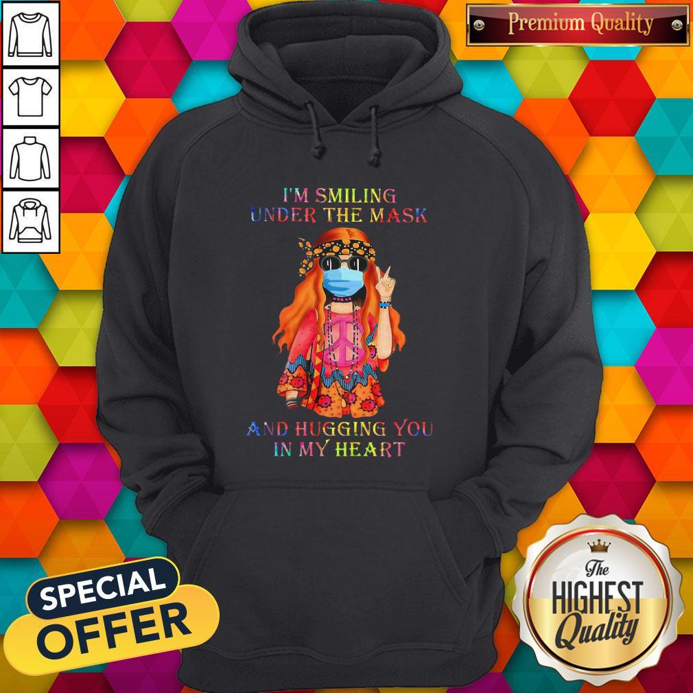Girl Hippie Face Mask I'm Smiling Under The Mask And Hugging You In My Heart Shirt - Image 4