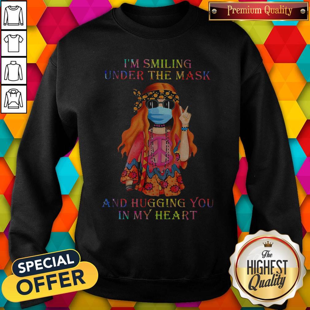 Girl Hippie Face Mask I'm Smiling Under The Mask And Hugging You In My Heart Shirt - Image 5