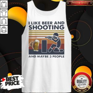 Alternative view of I Like Beer And Shooting And Maybe 3 People Vintage Retro Shirt