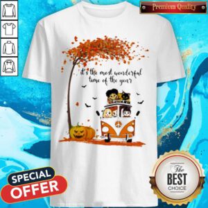 It's The Most Wonderful Time Of The Year Leaves Tree Pumpkins Bus Halloween Shirt