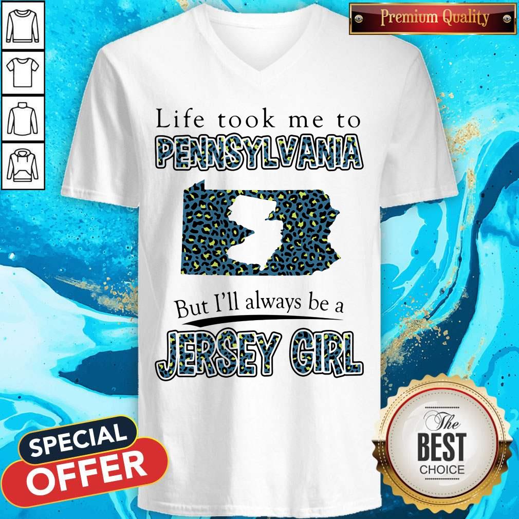 Life Took Me To Pennsylvania But I'll Always Be A Jersey Girl Map Shirt - Image 3