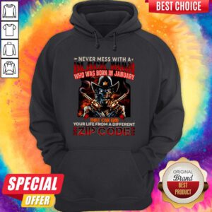 Alternative view of Never Mess With A Black Man Who Was Born In January That Can End Your Life From A Different Zip Code Halloween Shirt