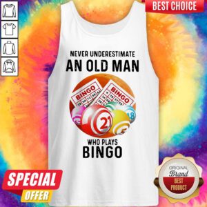 Alternative view of Never Underestimate An Old Man Who Plays Bingo Sunset Shirt