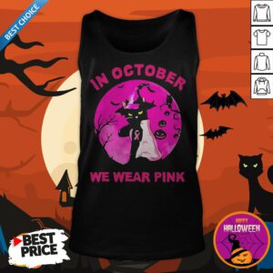 Alternative view of Nice In October We Wear Pink Cat Sunset Halloween Shirt