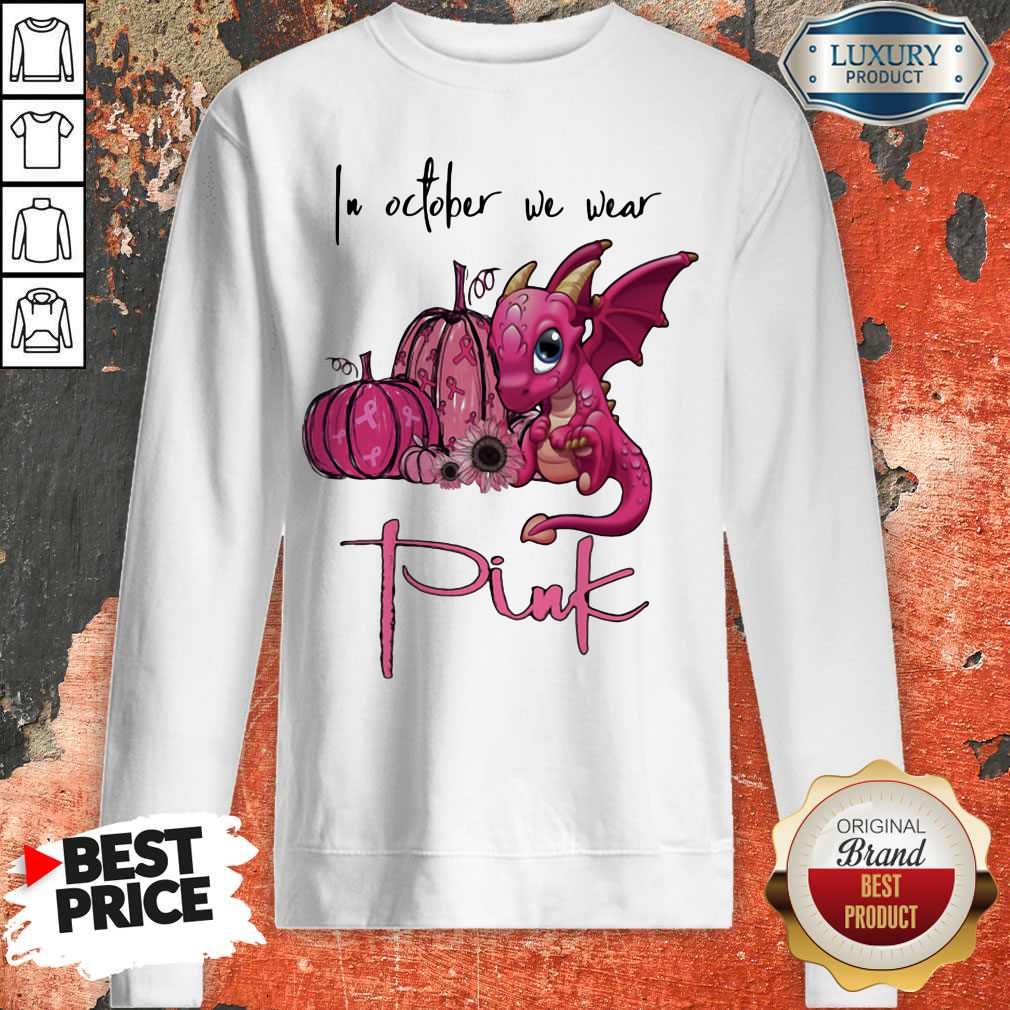 Nice In October We Wear Pink Pumpkin Dragon Halloween Shirt - Image 2