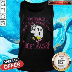 Alternative view of October Is Breast Cancer Awareness Month Bee Aware Ghost Halloween Shirt