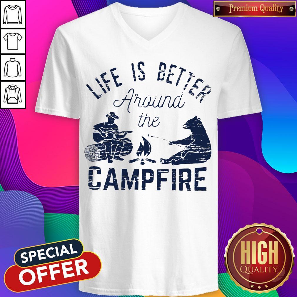 Official Life Is Better Around The Campfire Bear Man Shirt - Image 3