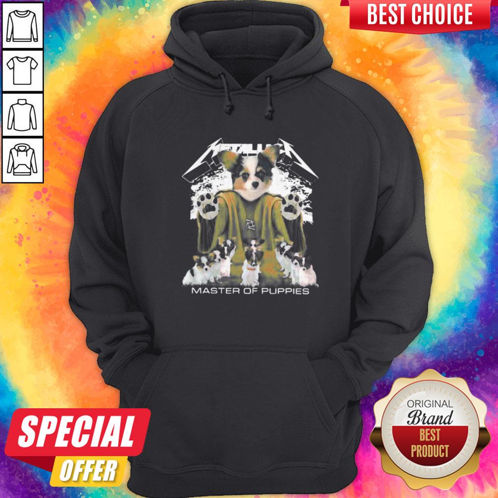 Papillon Puppy Metallica Master Of Puppies Shirt - Image 4