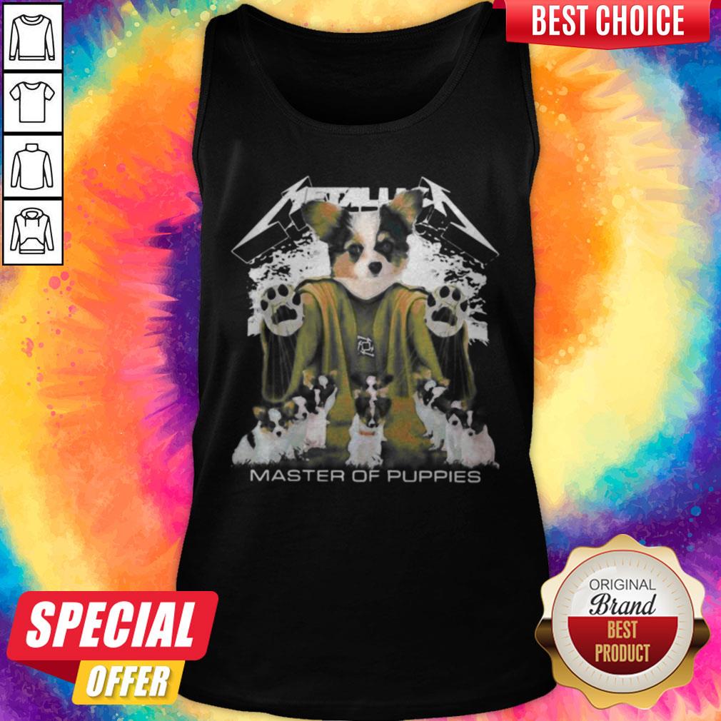 Papillon Puppy Metallica Master Of Puppies Shirt - Image 2