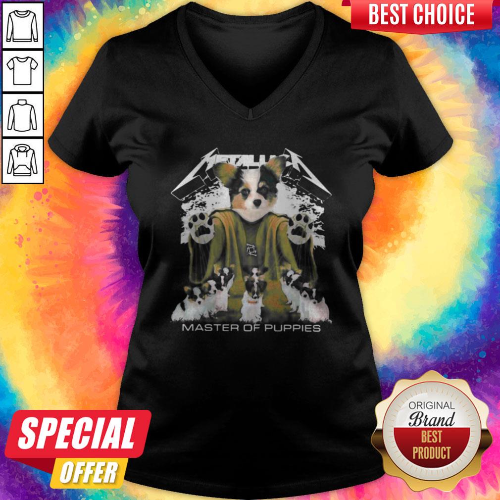 Papillon Puppy Metallica Master Of Puppies Shirt - Image 3