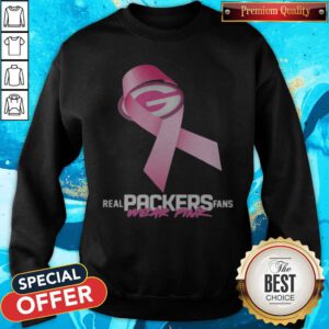 Alternative view of Real Packers Fans Wear Pink Logo Cancer Awareness Shirt