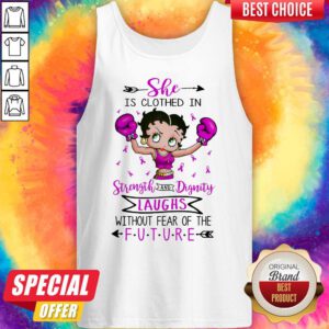 Alternative view of She Is Clothed In Strength And Dignity Laughs Without Fear Of The Future Lady Boxing Shirt