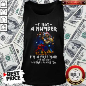 Alternative view of Skeleton Iron Maiden I Not A Number I’m A Free Man Live My Life Where I Want To Halloween Shirt