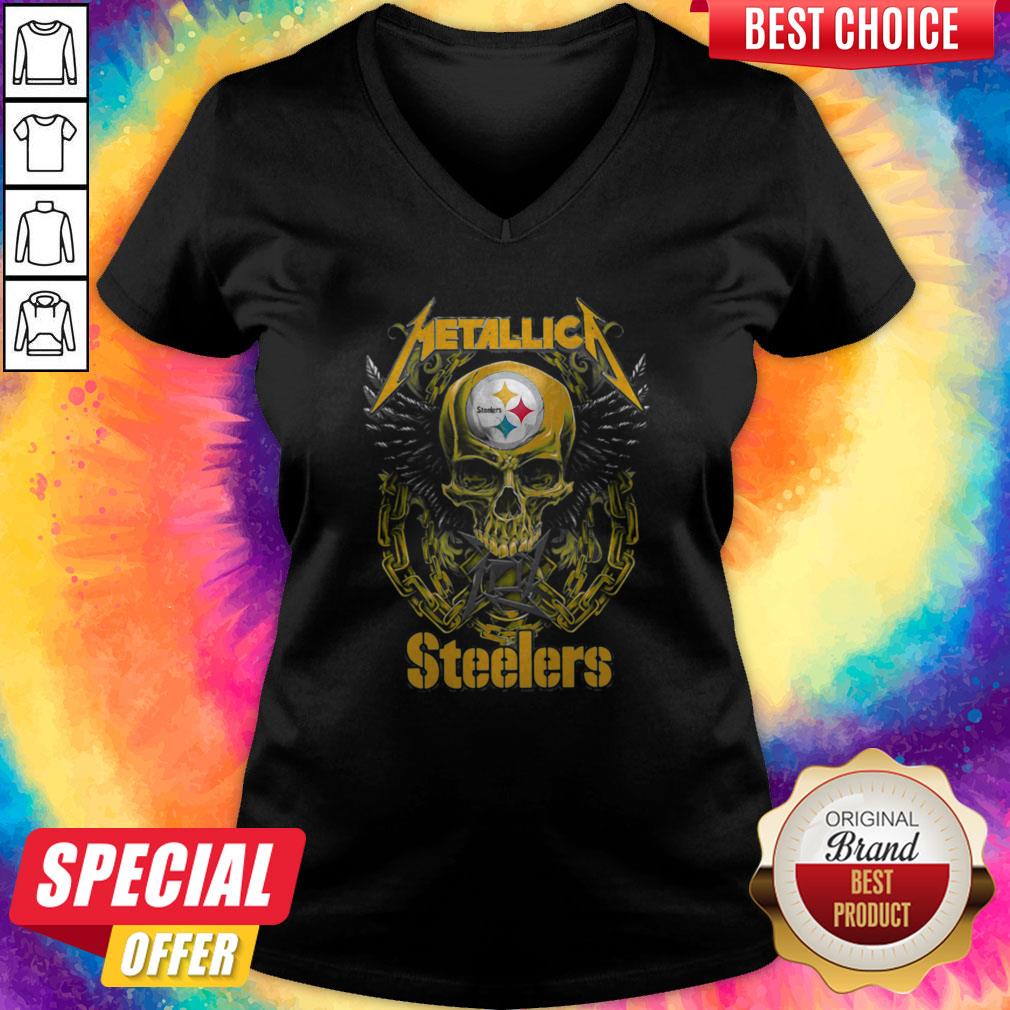 Skull Metallic Steelers Pittsburgh Halloween Shirt - Image 3
