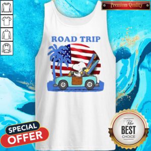 Alternative view of Snoopy And Woodstock Riding Car Road Trip American Flag Independence Day Shirt