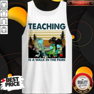 Alternative view of Teaching Is A Walk In The Park Dinosaurs Mask Covid 19 Vintage Retro Shirt