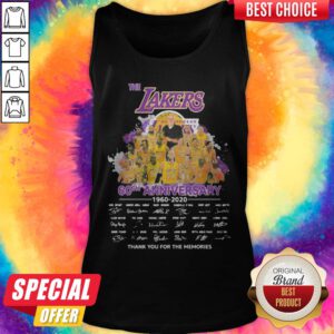 Alternative view of The Los Angles Lakers 60th Anniversary 1960 2020 Thank You For The Memories Signatures Shirt