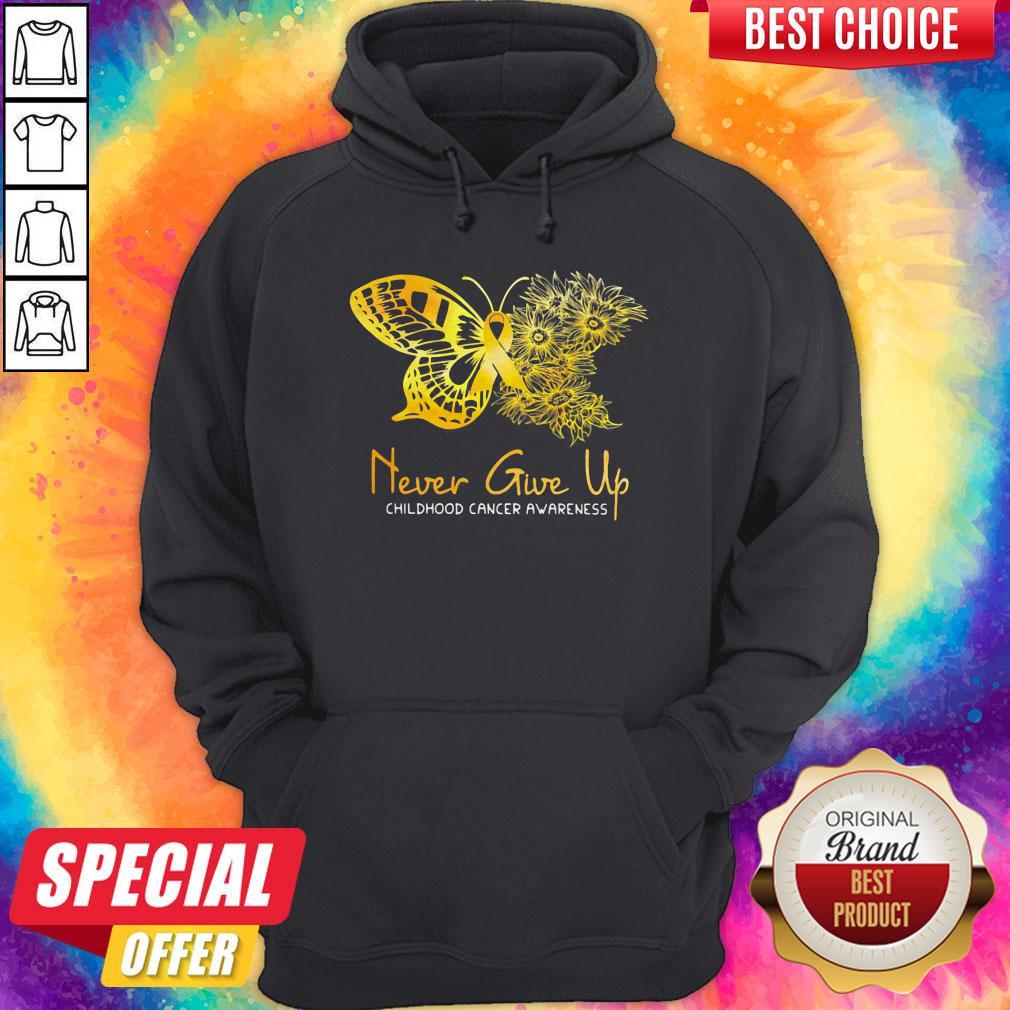 Top Never Give Up Childhood Cancer Awareness Butterfly Shirt - Image 4