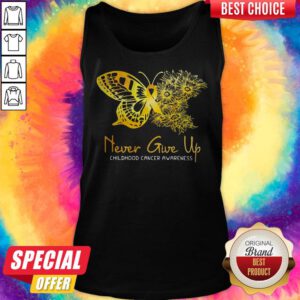 Alternative view of Top Never Give Up Childhood Cancer Awareness Butterfly Shirt