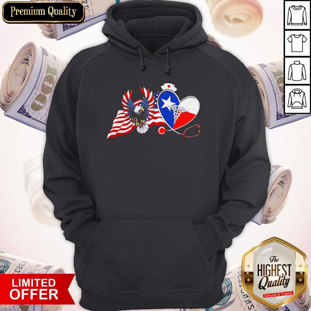 Top The Heart Nurse Eagle American Flag Shirt - Image 4