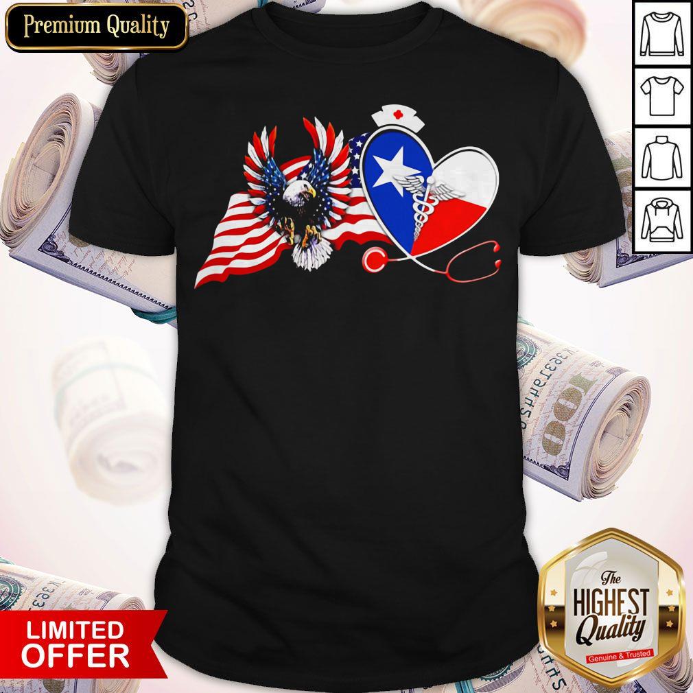 Top The Heart Nurse Eagle American Flag Shirt