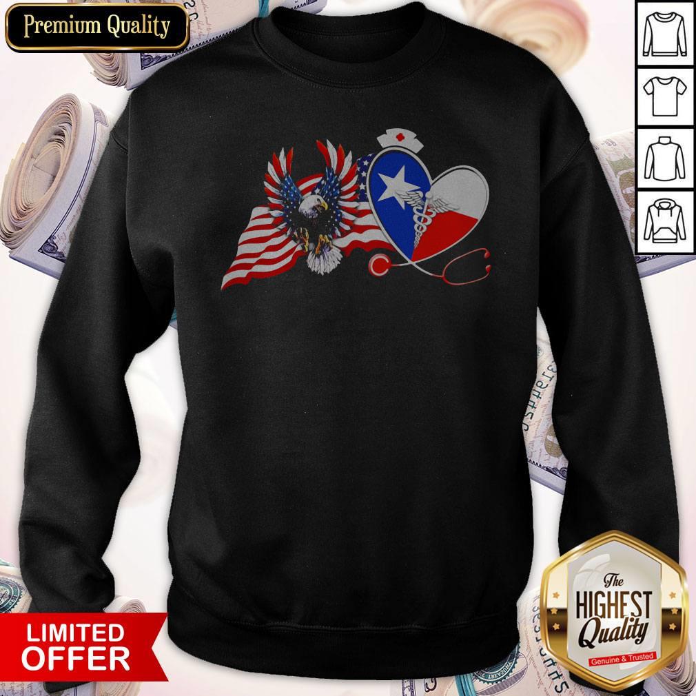 Top The Heart Nurse Eagle American Flag Shirt - Image 5