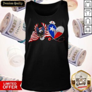 Alternative view of Top The Heart Nurse Eagle American Flag Shirt