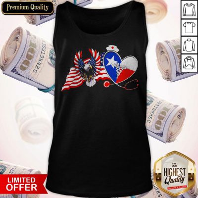 Alternative view of Top The Heart Nurse Eagle American Flag Shirt