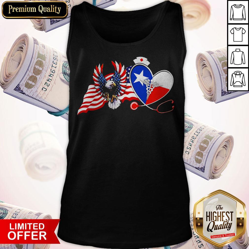 Top The Heart Nurse Eagle American Flag Shirt - Image 2