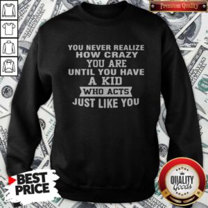 Alternative view of You Never Realize How Crazy You Are Until You Have A Kid Who Acts Just Like You Shirt
