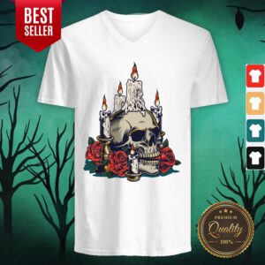 Day Of The Dead With Roses Vintage Skull V-neck