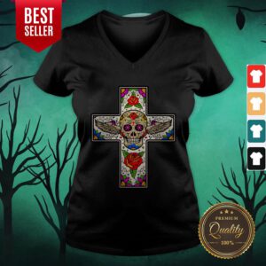 Jesus Sugar Skull Dia De Muertos Day Of Dead V-neck