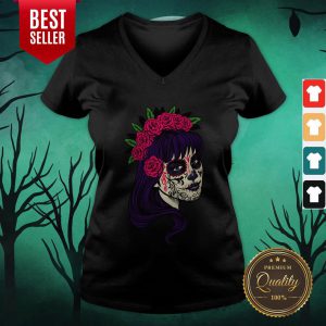 Sugar Skull Girl Day Of The Dead Dia De Muertos V-neck