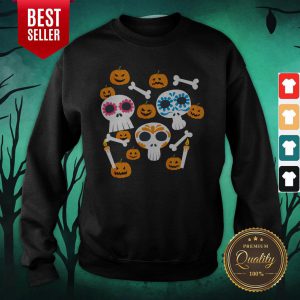 Funny Mexican Skulls Pumpkins With Face Sweatshirt