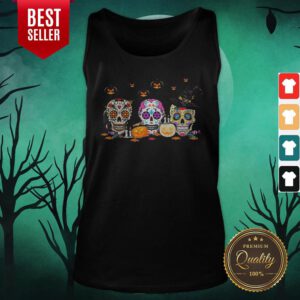 Alternative view of Colorful Skull Hippie Witch Pumpkin Halloween Shirt