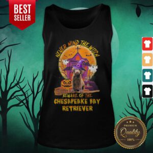 Alternative view of Never Mind The Witch Beware Of The Chesapeake Bay Retriever Halloween Shirt