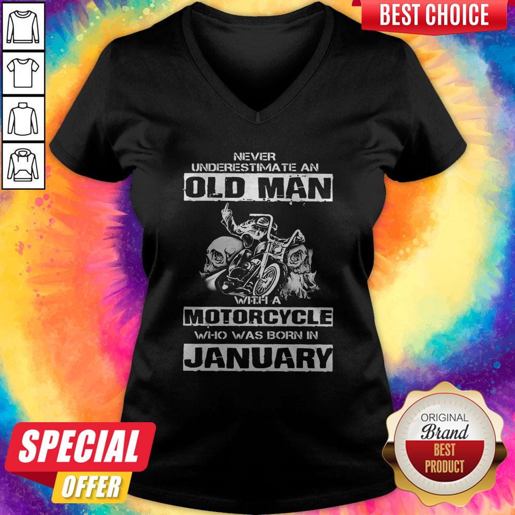 Never Underestimate An Old Man With A Motorcycle Who Was Born In January Shirt - Image 2