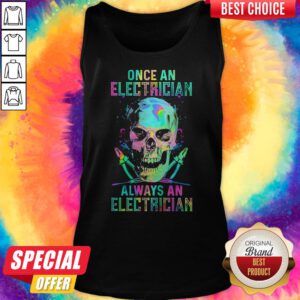 Alternative view of Skull Once An Electrician Always An Electrician Halloween Shirt