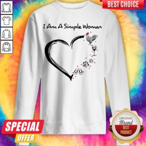 I Am A Simple Woman Chicken Wine Dog Paw And Flip Flop Sweatshirt