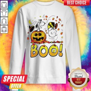 Charlie Brown Woodstock And Snoopy Boo Happy Halloween Sweatshirt