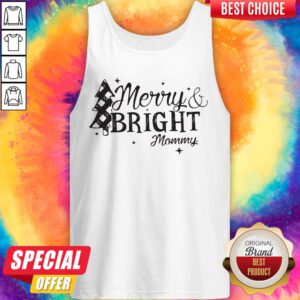 Pretty Merry And Bright Mommy Christmas Tank Top